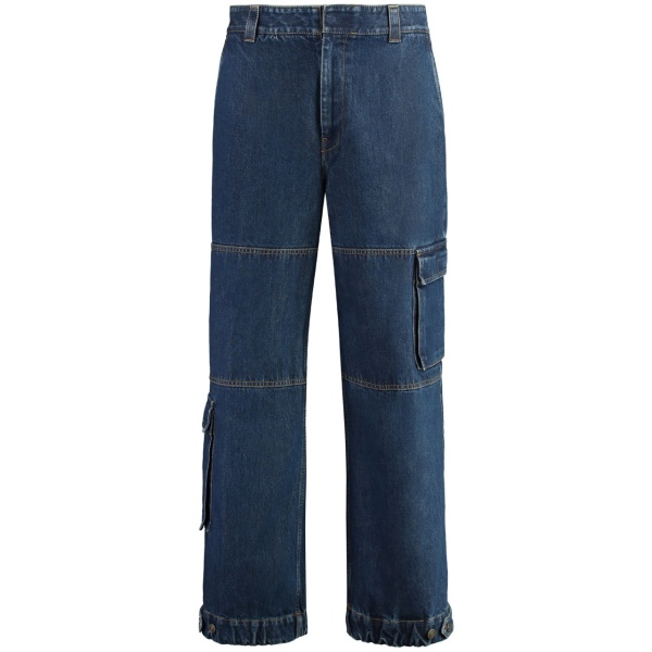 logo-patch cotton wide-leg jeans