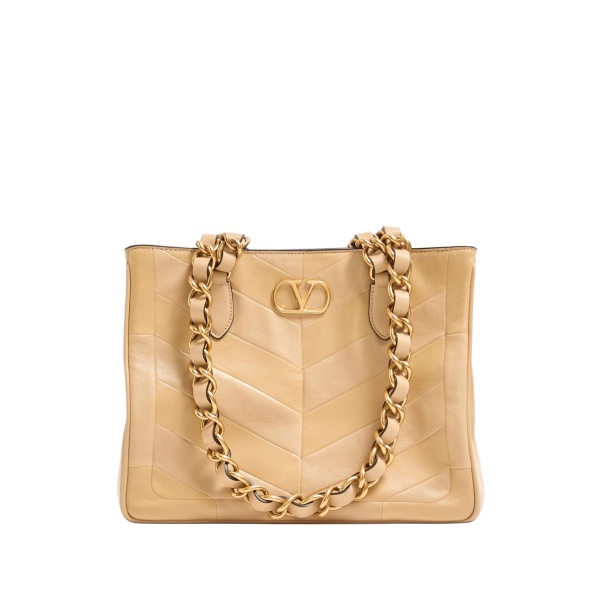 logo-plaque chain-strap leather tote bag