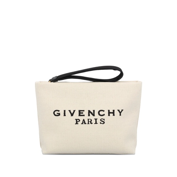 logo-print clutch bag