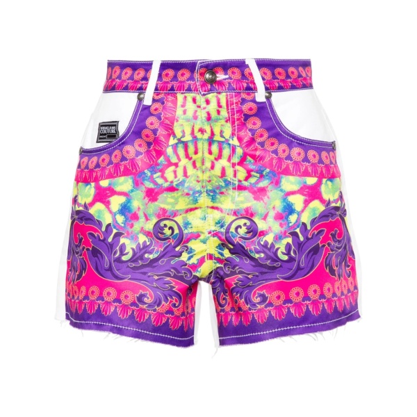 logo-print denim shorts