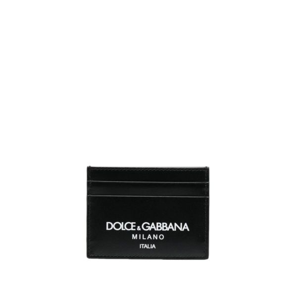 logo-print leather card holder