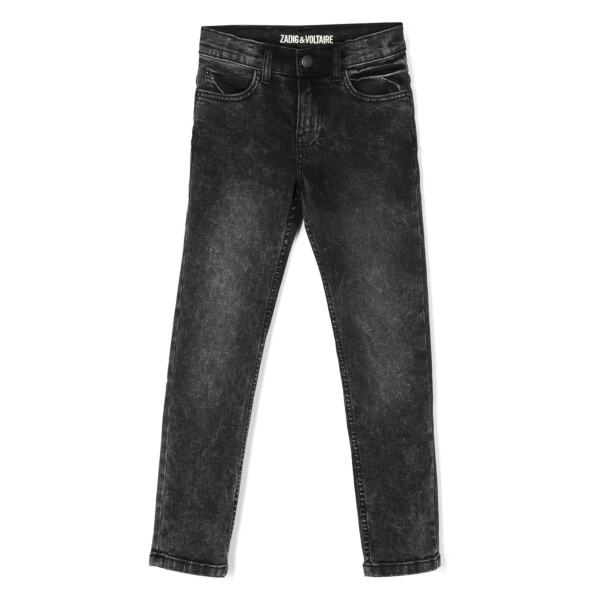 logo-print stonewash skinny jeans