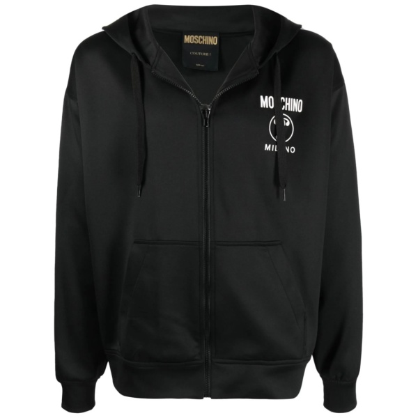 logo-print zip-up hoodie