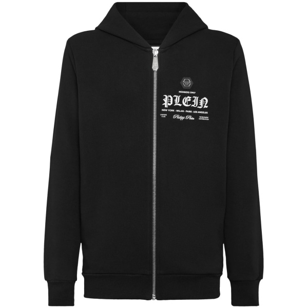 logo-print zipped hoodie