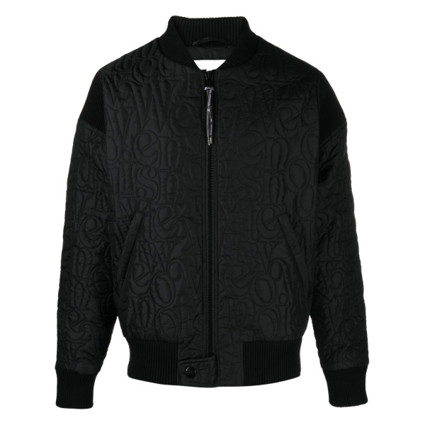 logo-stitch quilted bomber jacket