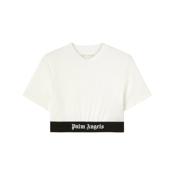logo-underband cotton crop top