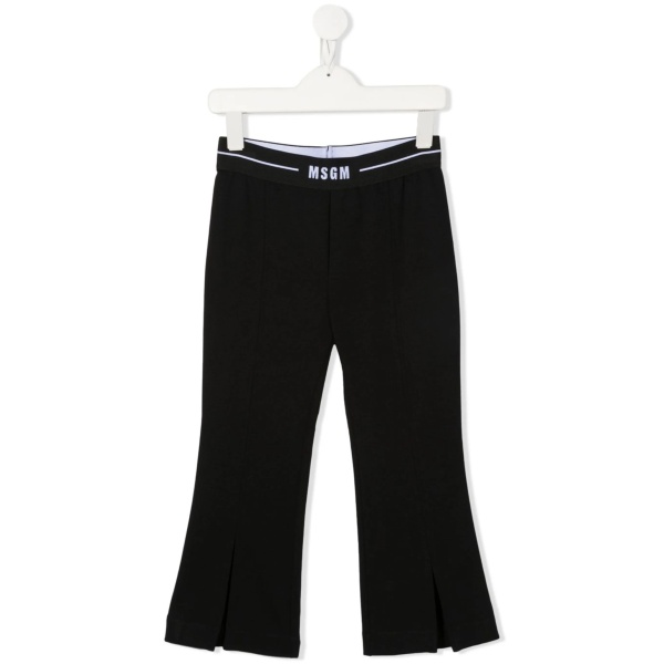 logo-waist flared jersey trousers