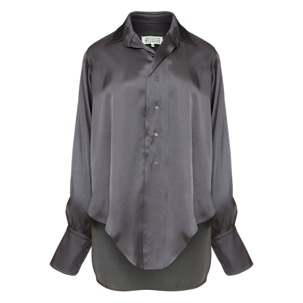 long-sleeved satin shirt
