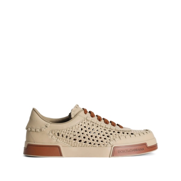mesh-panelling leather sneakers