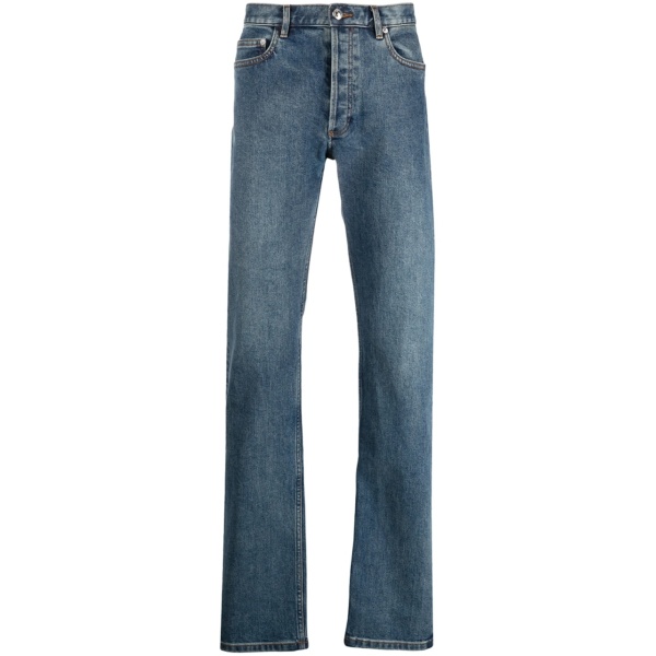 mid-rise straight-leg jeans