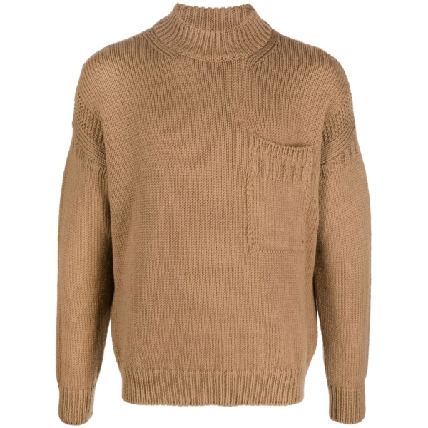 mock-neck knitted jumper