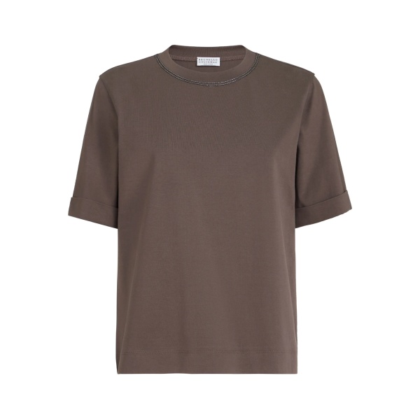 Monili-trim cotton T-shirt