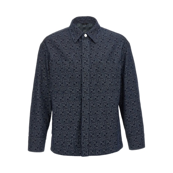 monogram-pattern shirt jacket