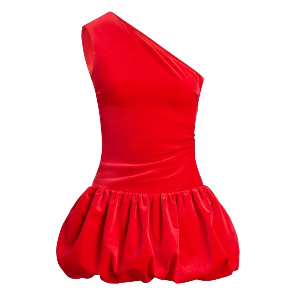 one-shoulder balloon-hem mini dress