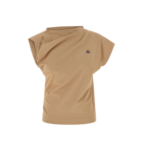Orb asymmetrical-sleeve top