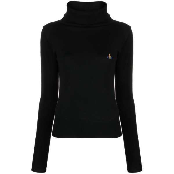 Orb-embroidered roll neck jumper
