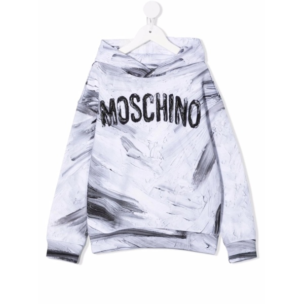 painterly-print logo-print hoodie