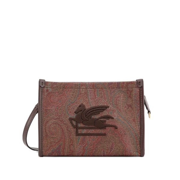paisley-pattern logo-embroidered clutch bag