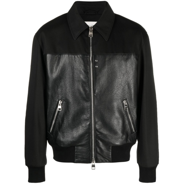 panelled zipped bomber jacket