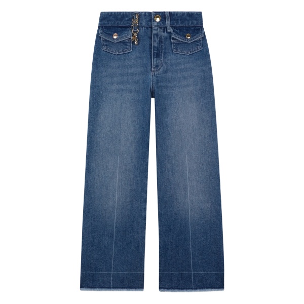 patch pocket charm denim trousers