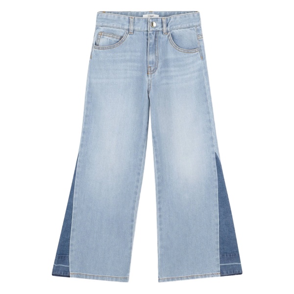 patchwork wide-leg jeans