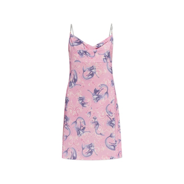 pearl embellished printed dress