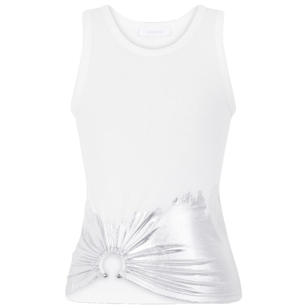 piercing-appliqué ribbed tank top