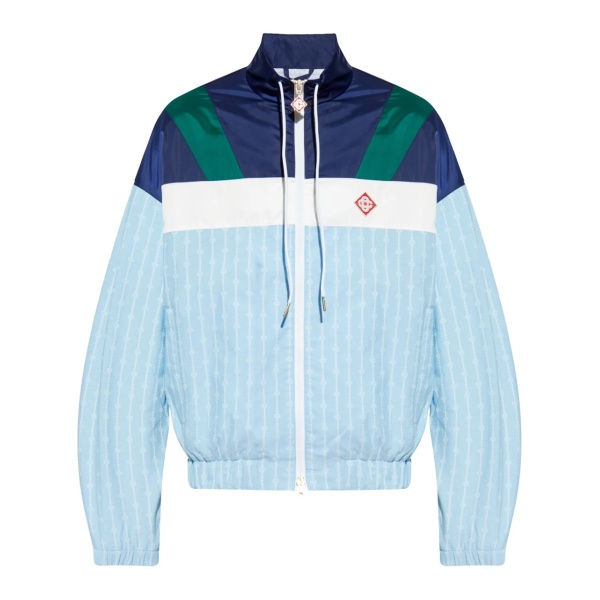 pinstripe-pattern track jacket