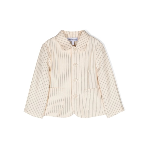 pinstriped cotton-blend blazer