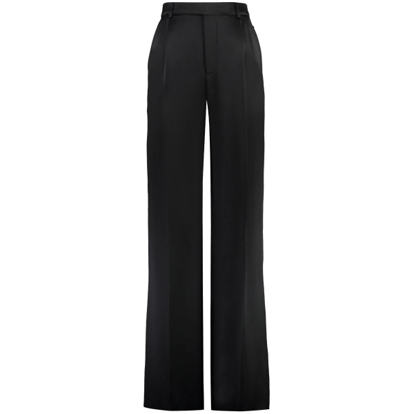 pleated straight trousers