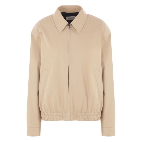 pointed-collar elasticated-hem bomber jacket
