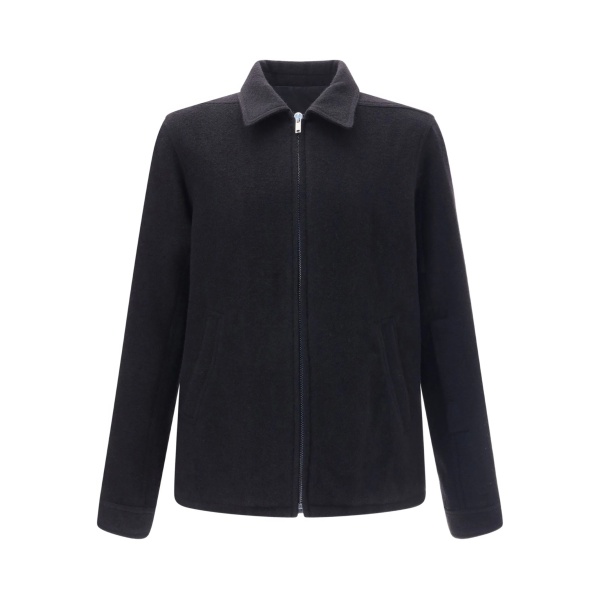 pointed-collar zip-front shirt jacket