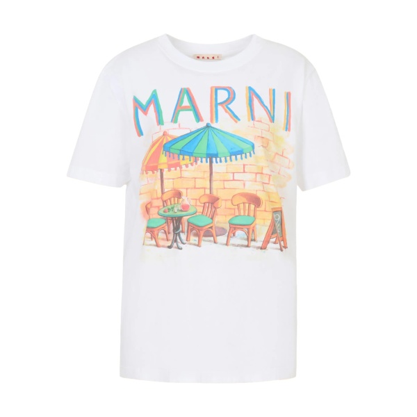 postcard-print short-sleeve T-shirt