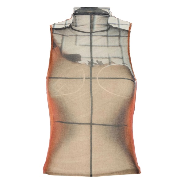 printed high-neck top