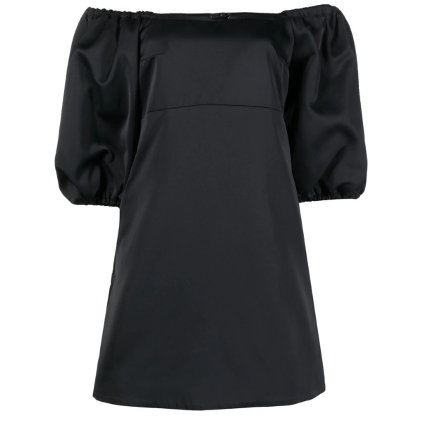 puff-sleeve Bardot mini dress