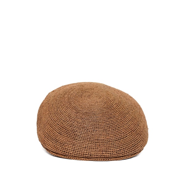 rafia crochet flat beret hat
