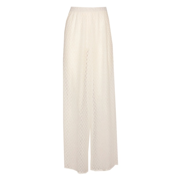 Raschel-knit wide-leg trousers