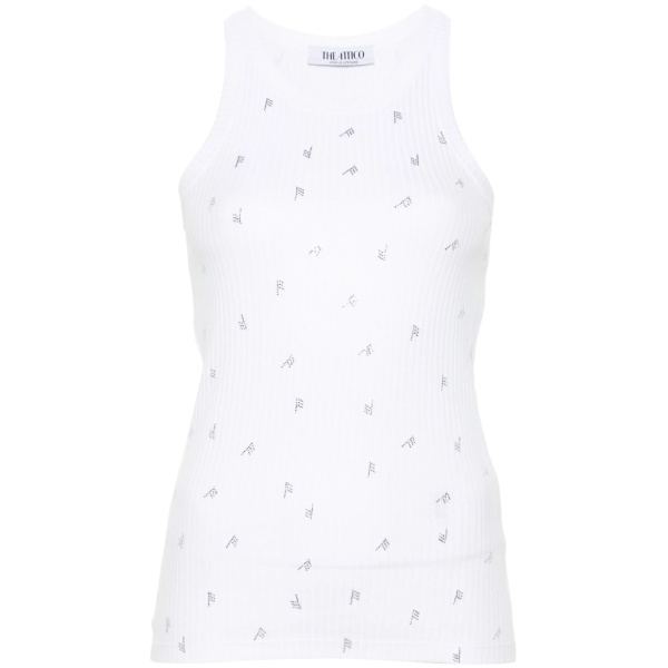 rhinestone-logo lettering tank top