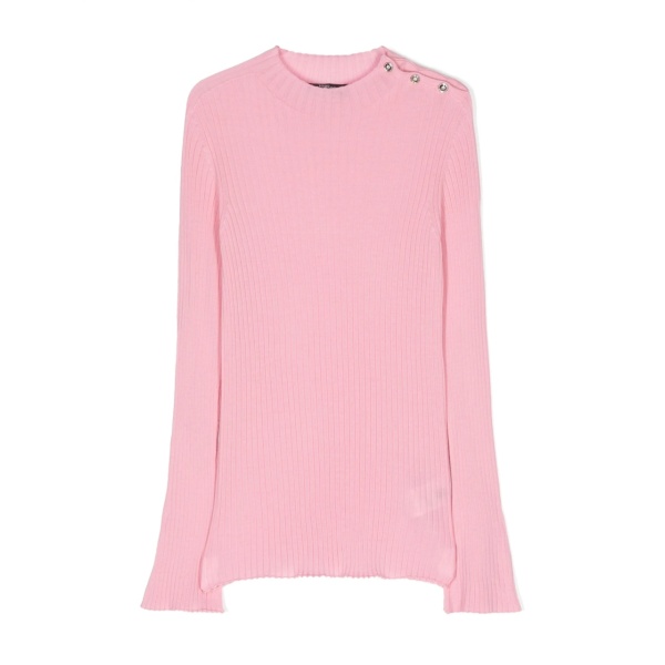 ribbed-knit side-button jumper