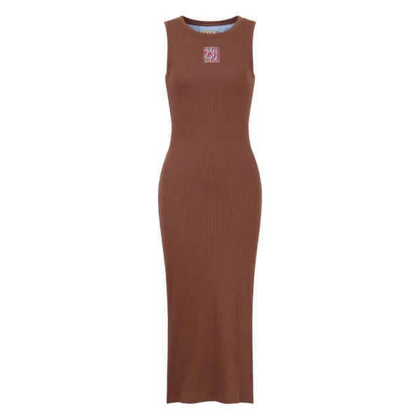 ribbed logo-patch midi dress