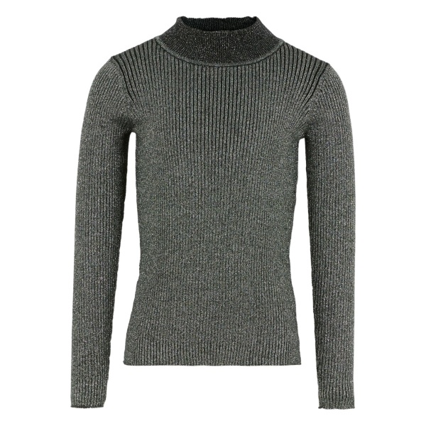 ribbed mock-neck sweater