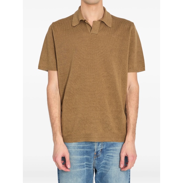 ribbed short-sleeve polo shirt