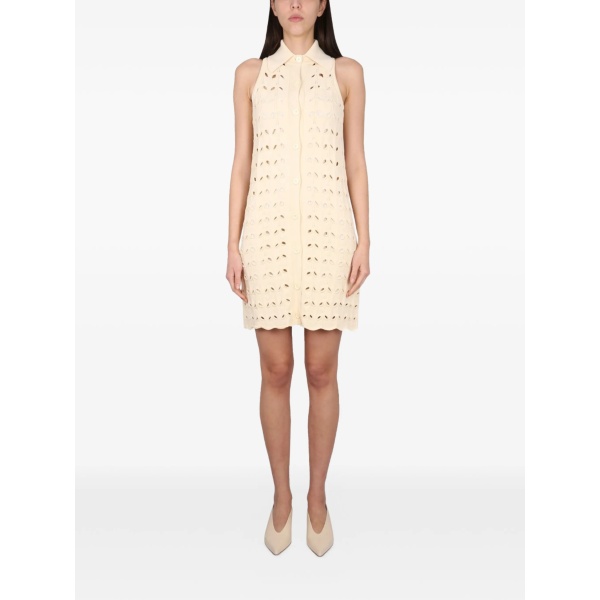 Rivle pointelle button mini dress