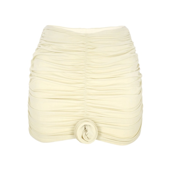 rose-embellished gathered mini skirt