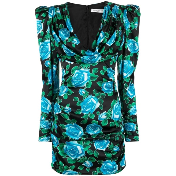 rose-print mini dress