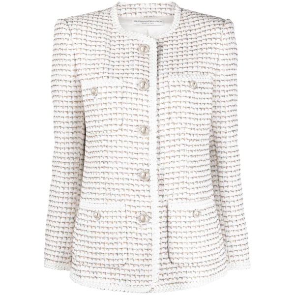 round-neck buttoned jacket