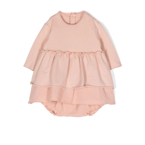 round-neck ruffle dress