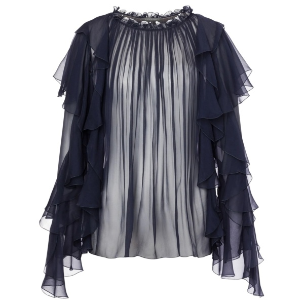 ruffle-detail silk blouse