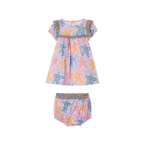 ruffled starfish-print babygrow (set of two)