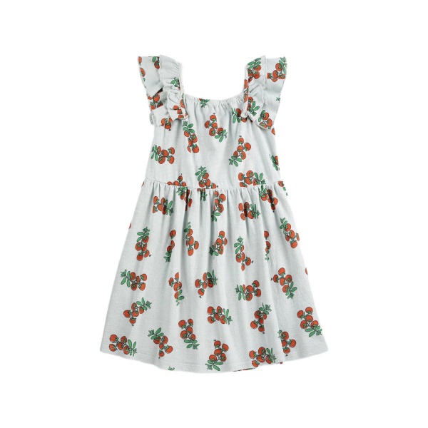 ruffled tomatoes print dress